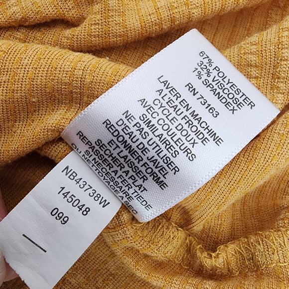 Cable & Gauge Womens Top 2X Textured V Neck 3/4 Flared Sleeve Yellow Pullover - Picture 9 of 9